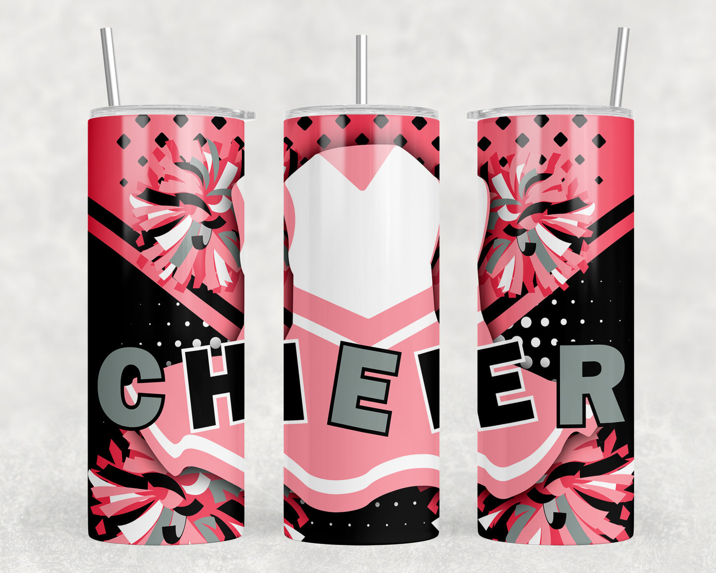 Pink And Black Cheer 20oz Skinny Tumbler - 415