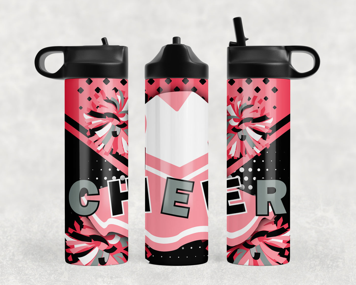 Pink And Black Cheer Water Bottle - 415