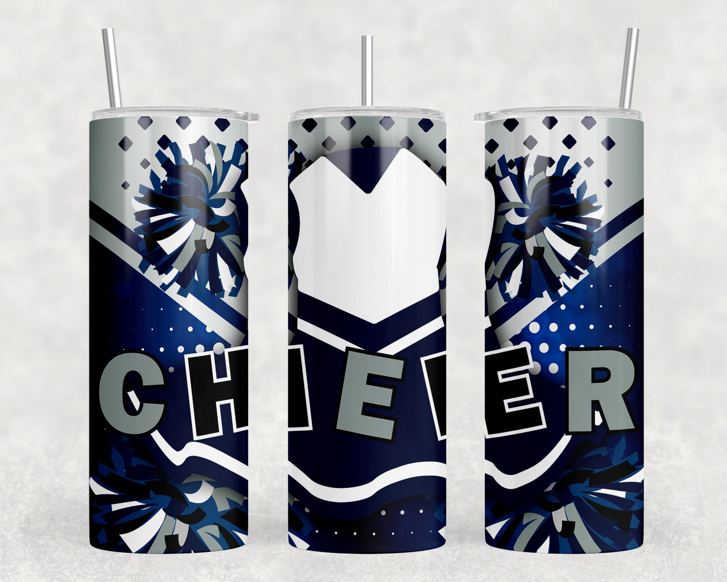 Blue And Silver Cheer 20oz Skinny Tumbler - 416