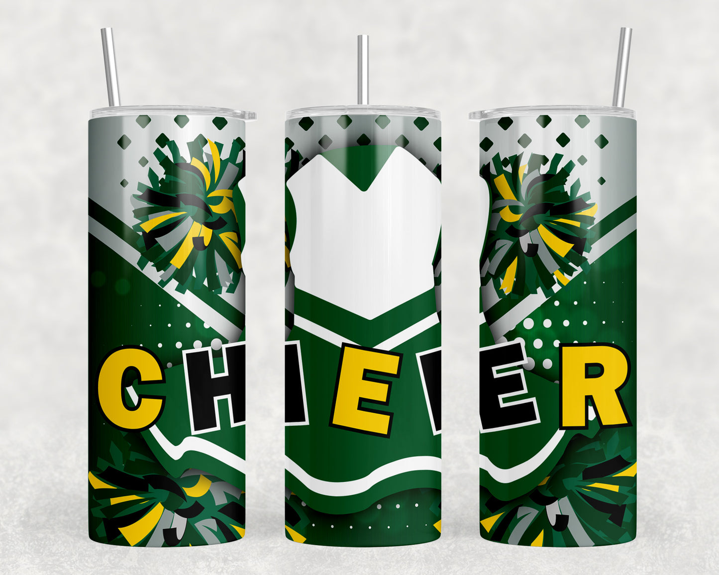 Green and Silver Cheer 20oz Skinny Tumbler - 417