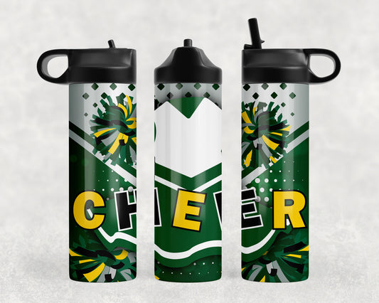 Green and Silver Cheer Water Bottle - 417