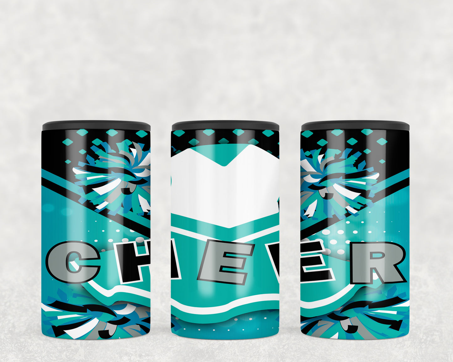 Turquoise and Black Cheer 5-in-1 Can Hugger Tumbler - 419