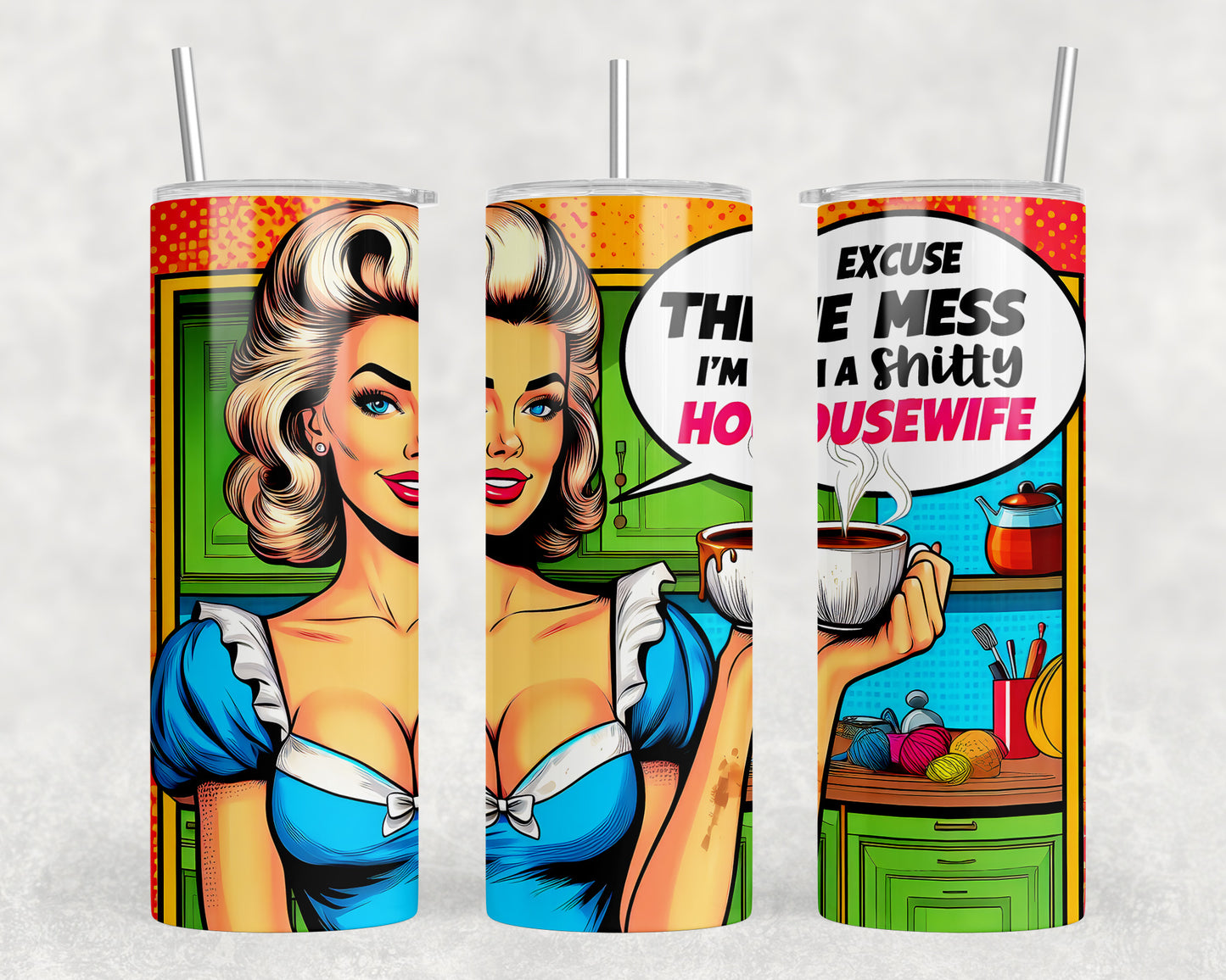 Funny Vintage Housewife 20oz Skinny Tumbler - 420