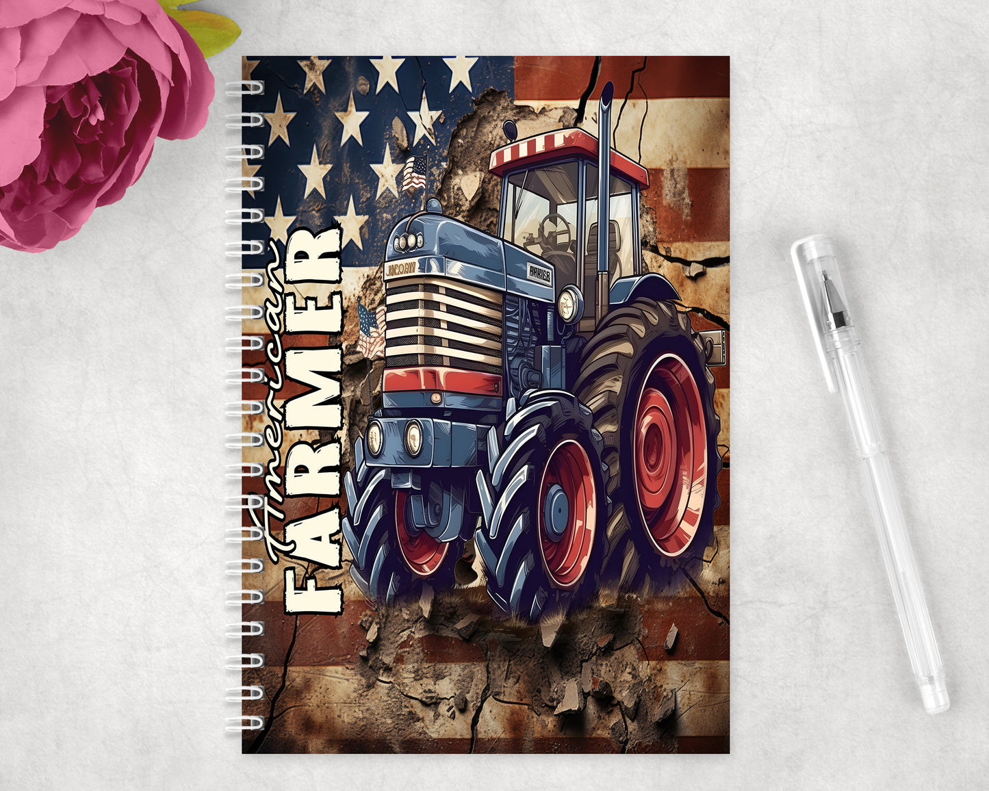 Farmer Tractor Spiral Lined A5 Journal - 424