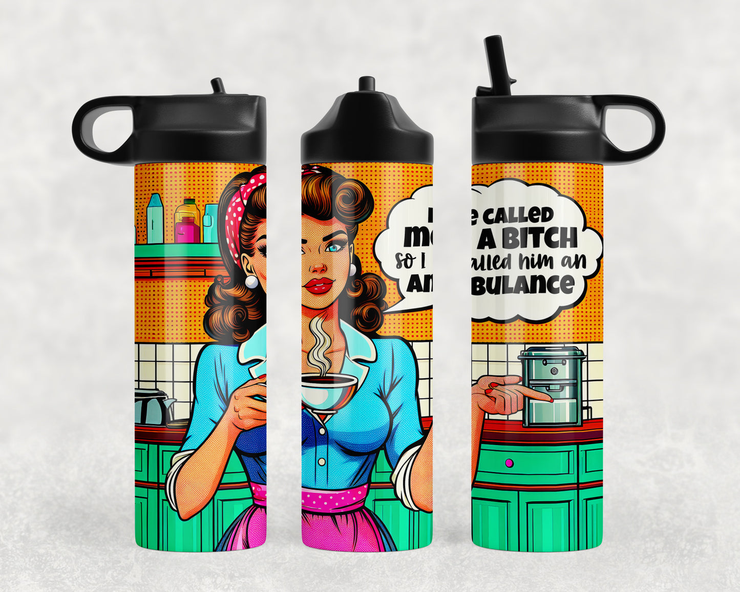 Funny Vintage Housewife Water Bottle - 425