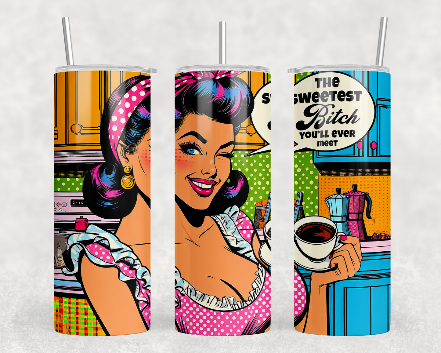 Funny Vintage Housewife 20oz Skinny Tumbler - 438