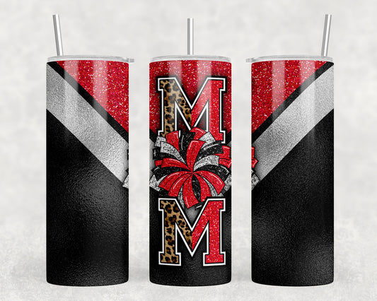 Red And Black Cheer Mom 20oz Skinny Tumbler - 442