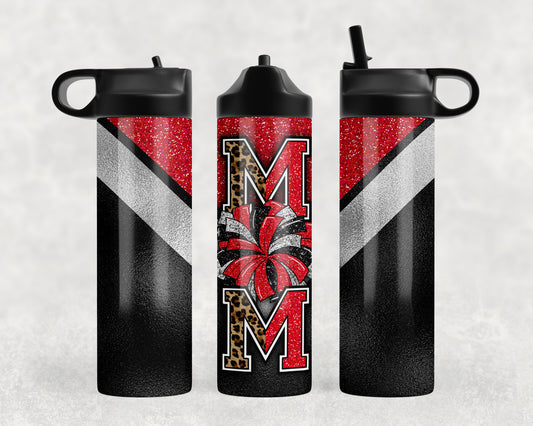 Red And Black Cheer Mom Water Bottle - 442