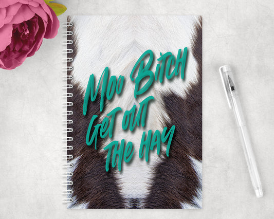 Funny Printed Cowhide Moo Bitch Spiral Lined A5 Journal - 443