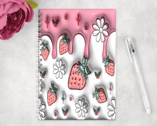 Strawberry Inflated Spiral Lined A5 Journal - 445