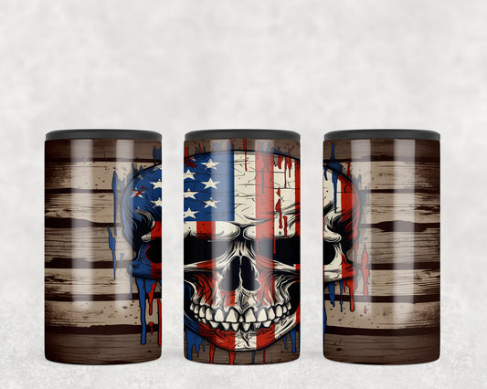 American Flag Skull 5-in-1 Can Hugger Tumbler - 446