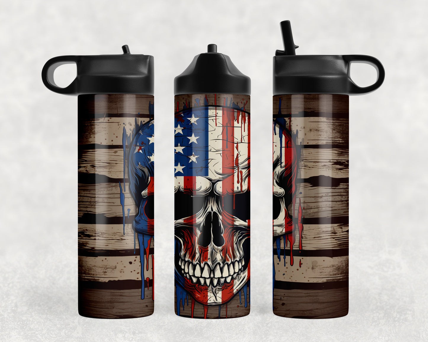 American Flag Skull Water Bottle - 446