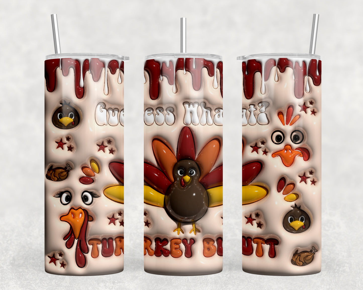 Funny Thanksgiving Inflated 20oz Skinny Tumbler - 448