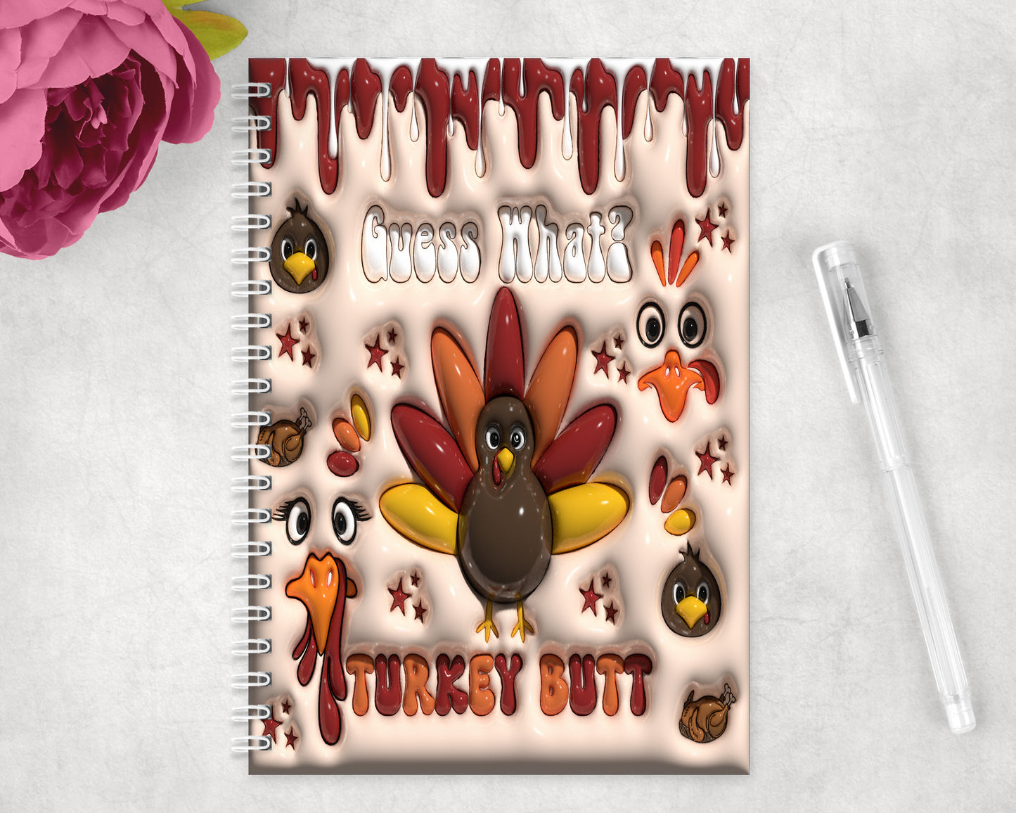 Funny Thanksgiving Inflated Spiral Lined A5 Journal - 448