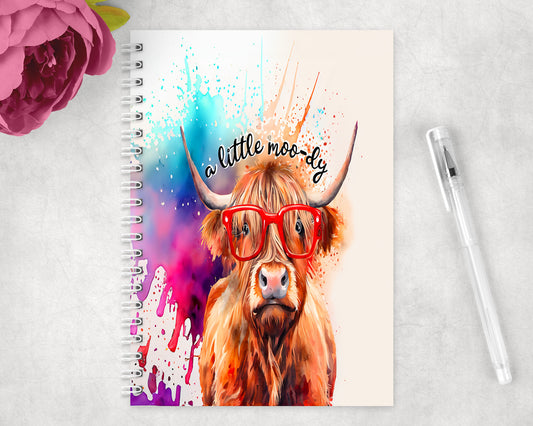 Funny Highland Cow Spiral Lined A5 Journal - 451