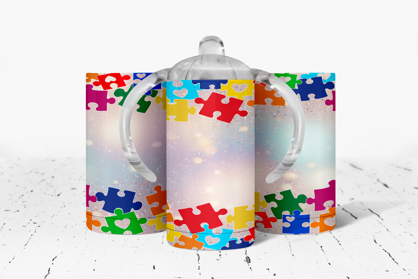 Puzzle Pieces Kids Dual Lid Sippy Cup Tumbler - 456