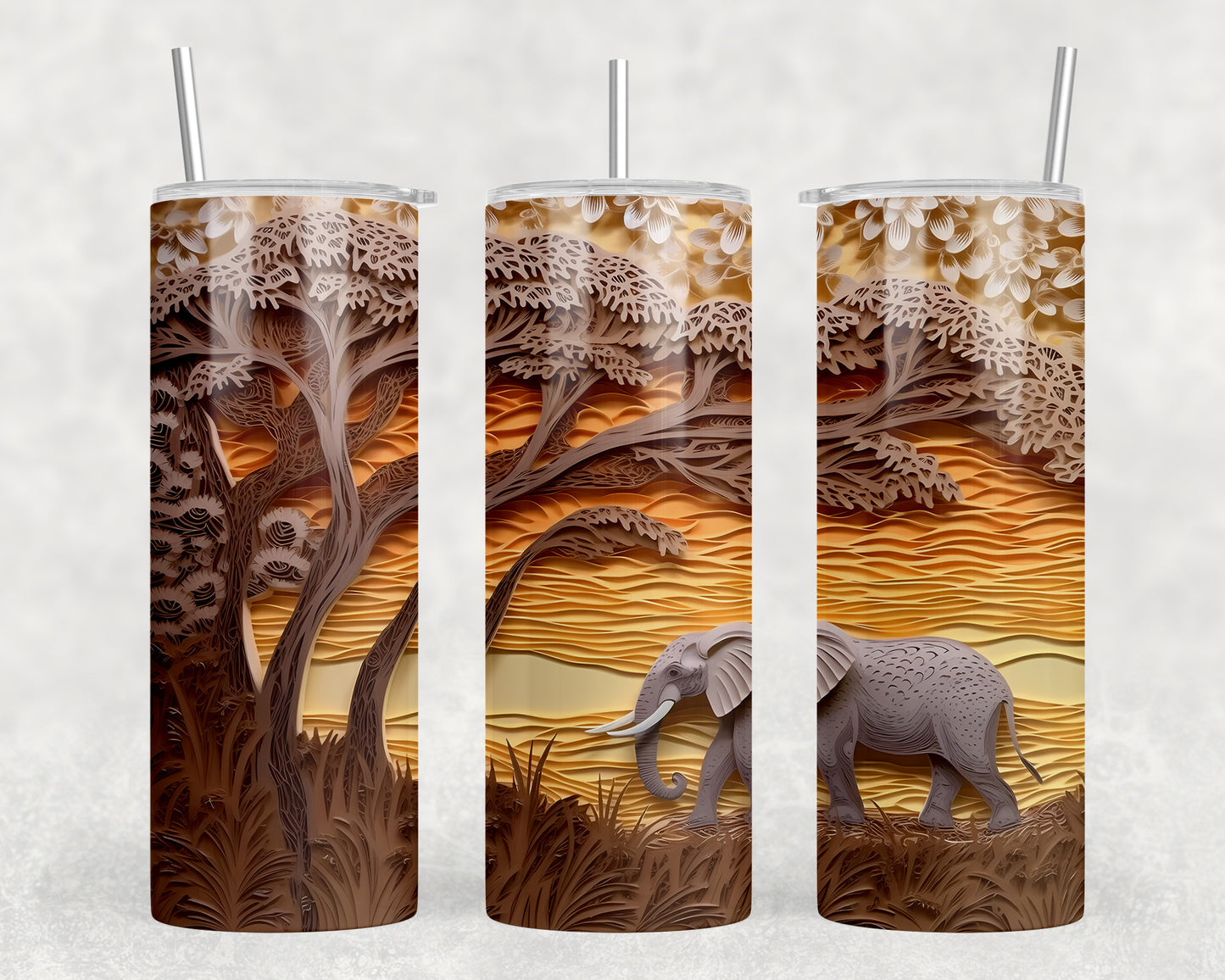 Elephant 3D 20oz Skinny Tumbler - 462