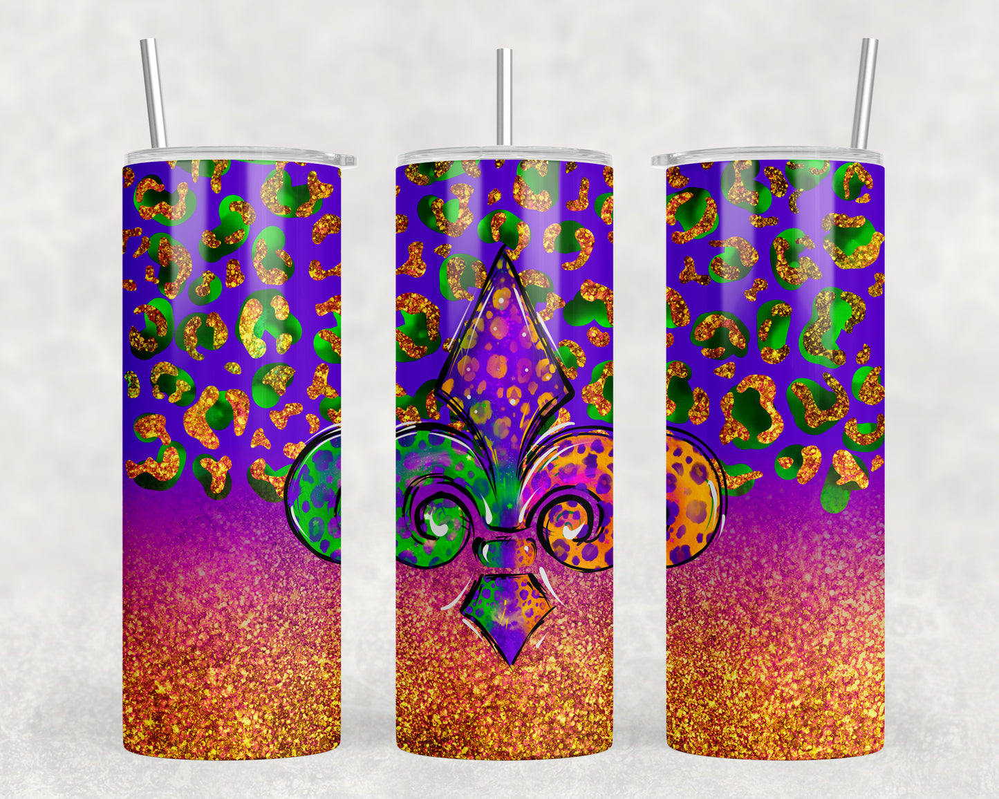 Mardi Gras Fleur De Lis 20oz Skinny Tumbler - 480