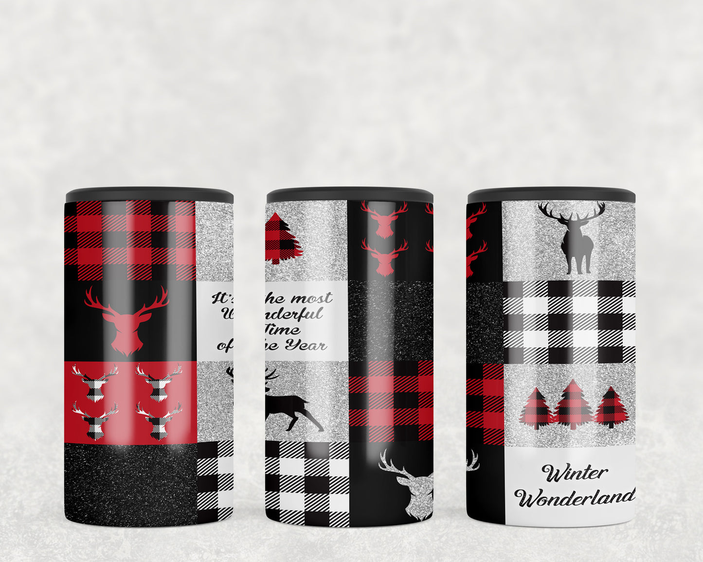 Christmas Winter Plaid 5-in-1 Can Hugger Tumbler - 5244