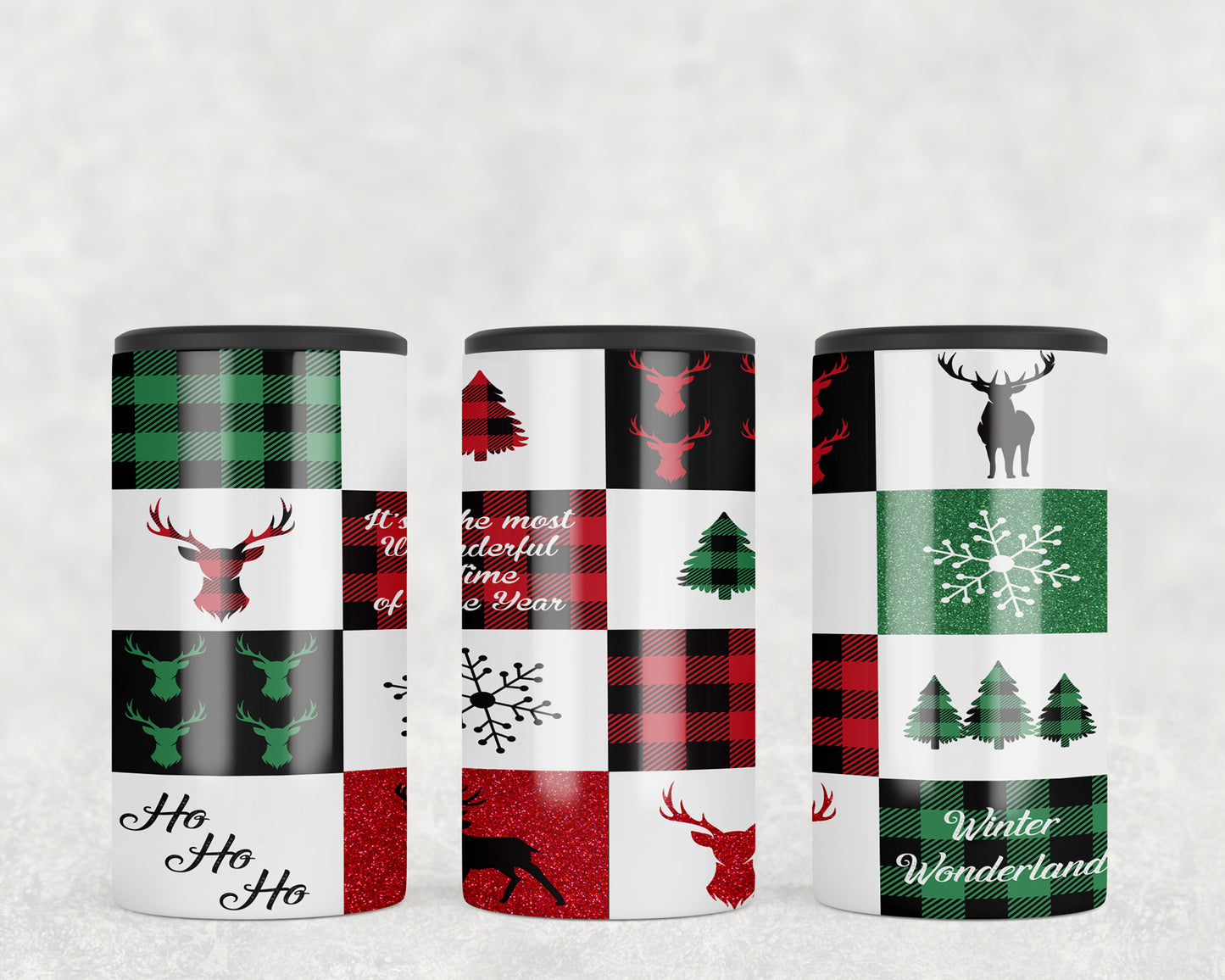 Christmas Winter Plaid 5-in-1 Can Hugger Tumbler - 5245