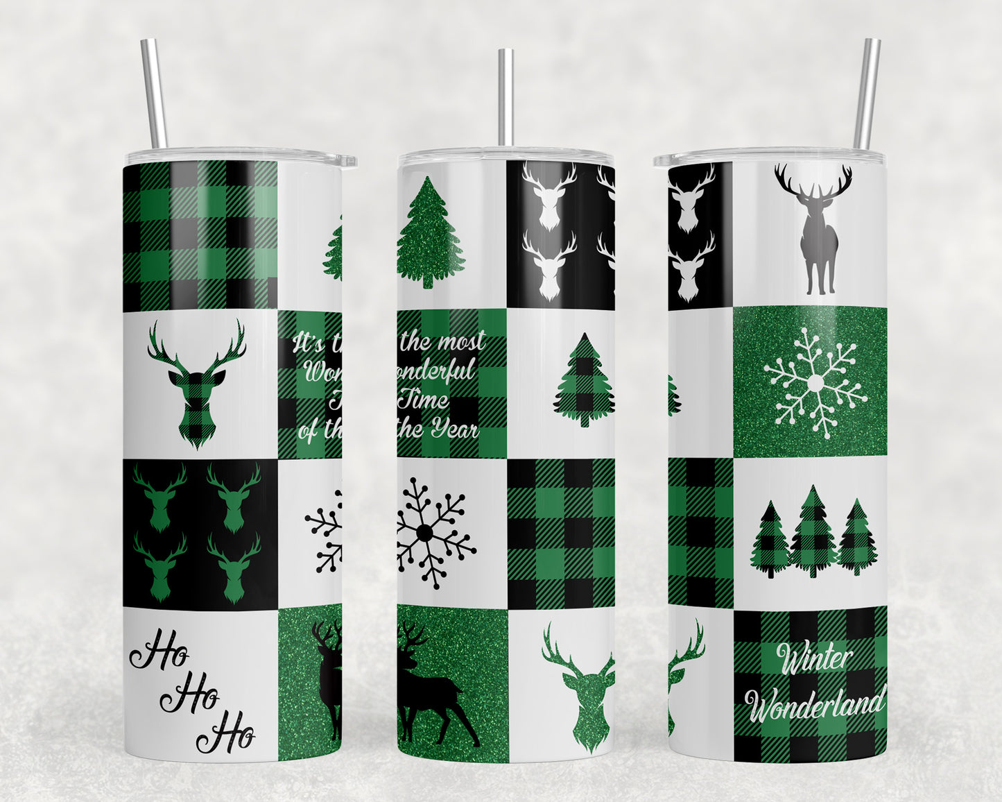 Christmas Winter Plaid 20oz Skinny Tumbler - 5255