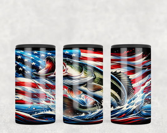 American Flag Fish 5-in-1 Can Hugger Tumbler - 5258