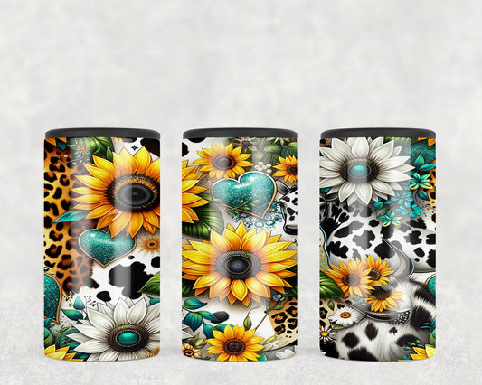 Western Cow Print Sunflowers 5-in-1 Can Hugger Tumbler - 5261