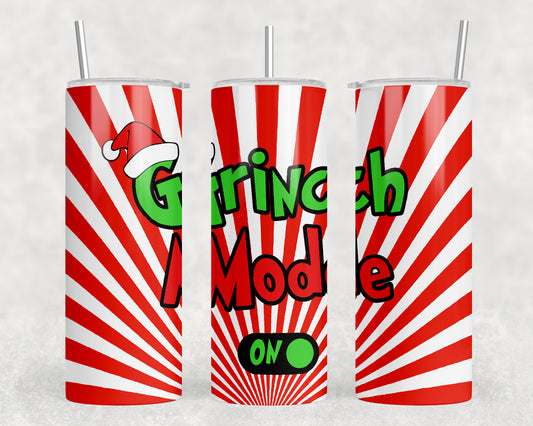 Funny Christmas Grinch Mode 20oz Skinny Tumbler - 5265