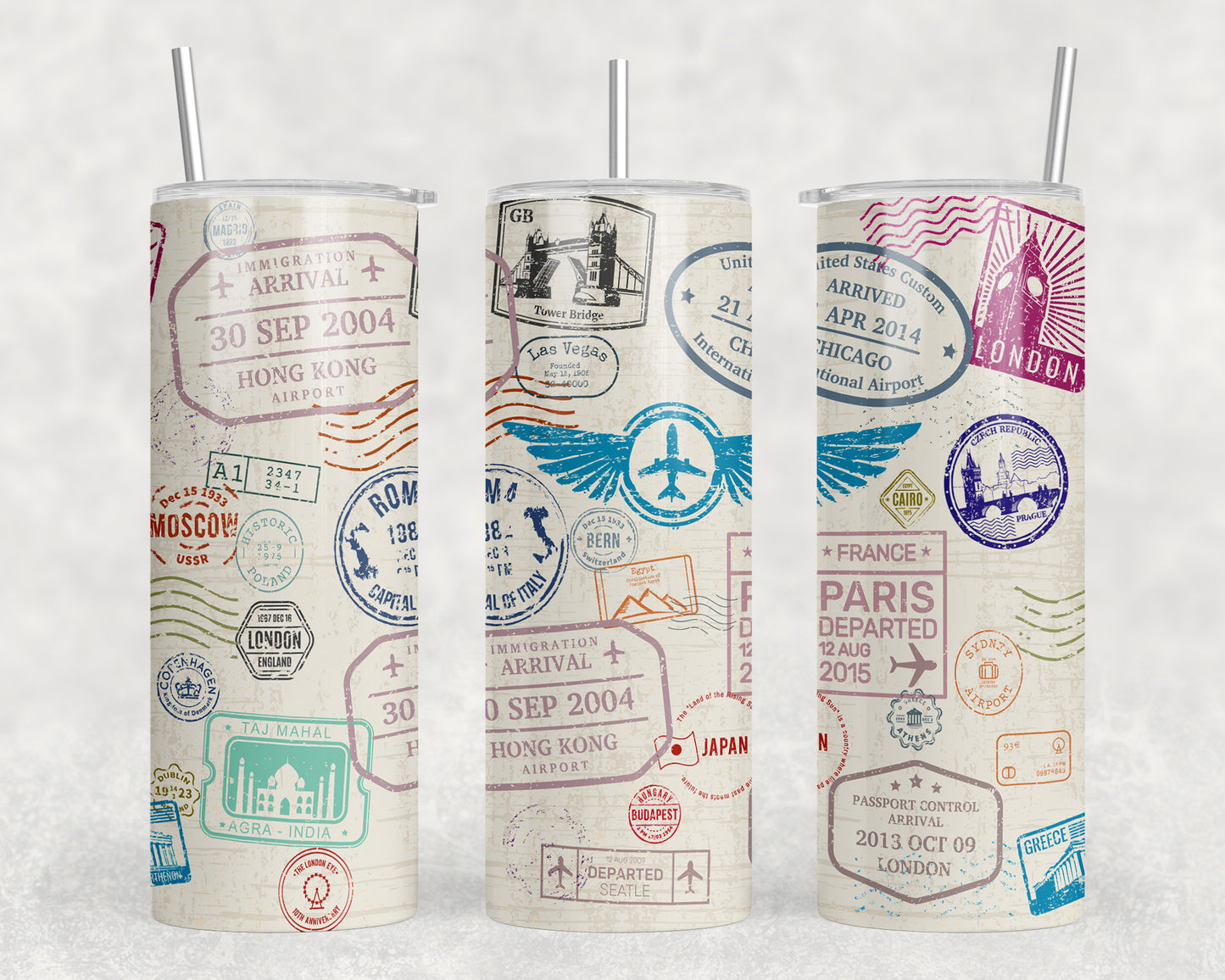 Passport Stamps 20oz Skinny Tumbler - 5284