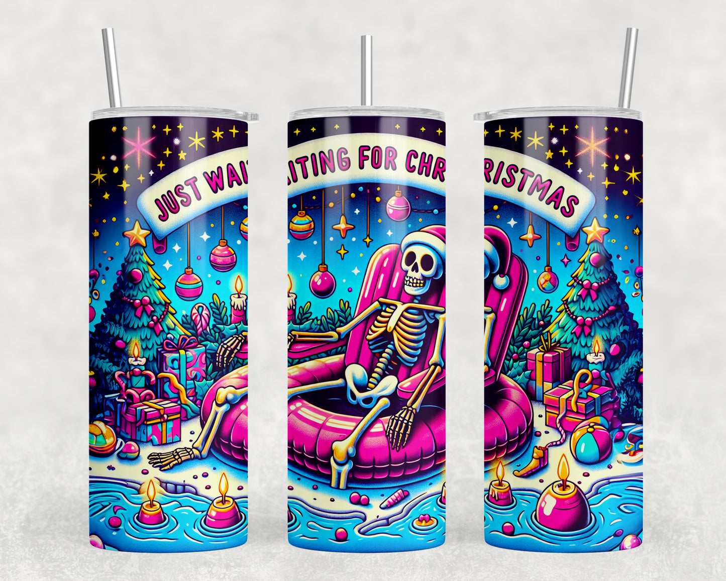 Funny Christmas Skeleton 20oz Skinny Tumbler - 5293