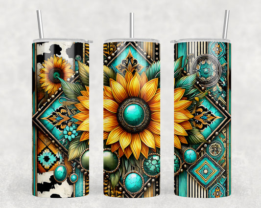 Western Aztec Sunflower 20oz Skinny Tumbler - 5315