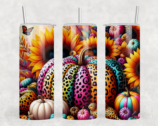 Fall Leopard Print Pumpkin 20oz Skinny Tumbler - 5316