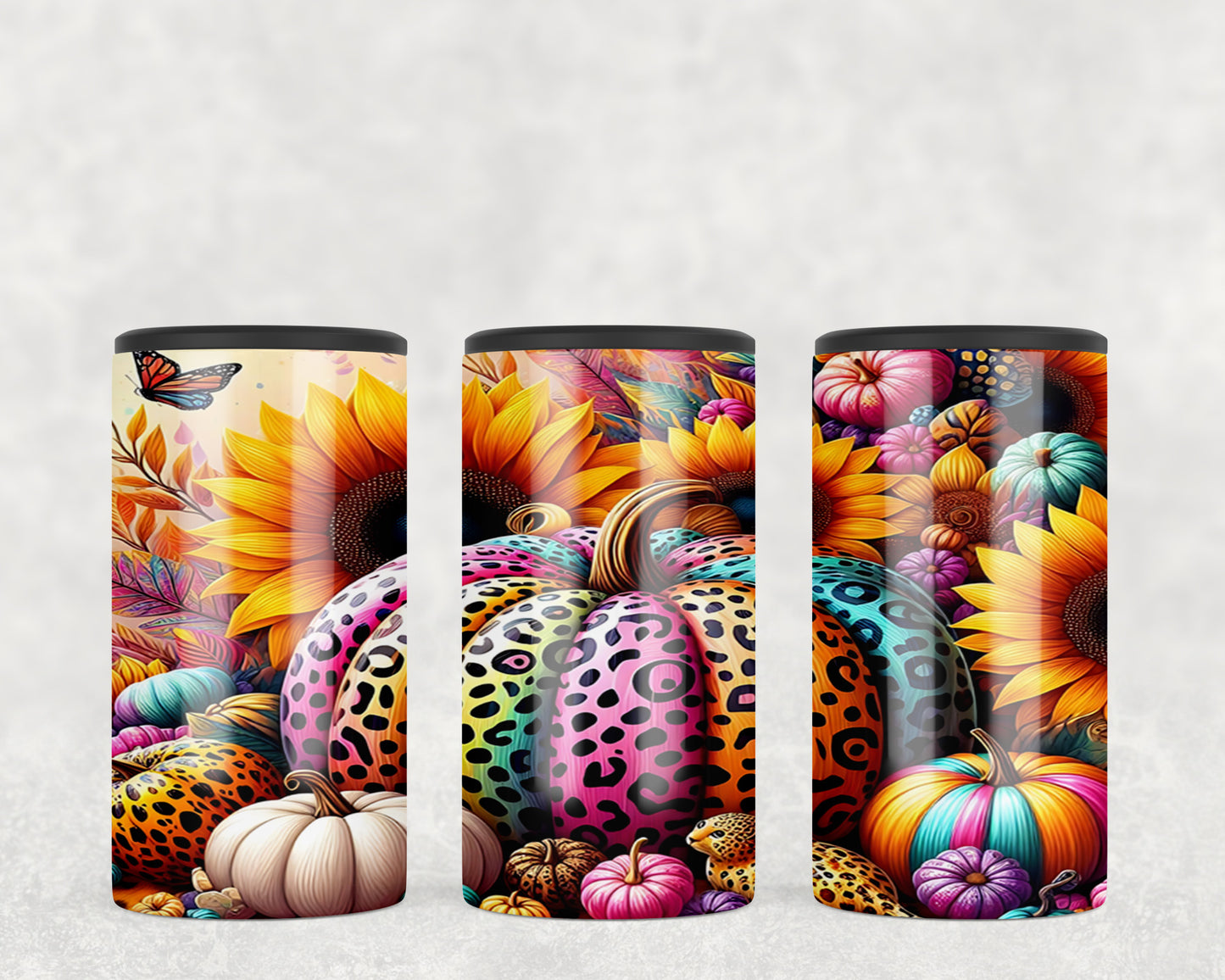 Fall Leopard Print Pumpkin 5-in-1 Can Hugger Tumbler - 5316