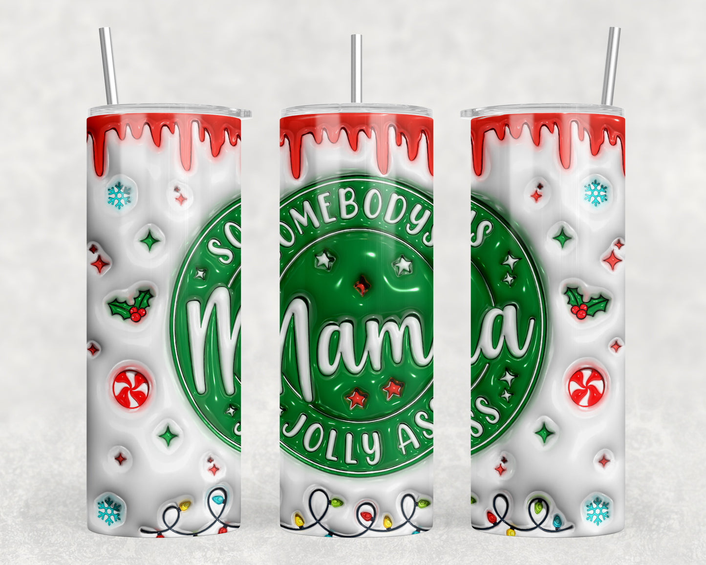 Funny Christmas Mama Inflated 20oz Skinny Tumbler - 5329