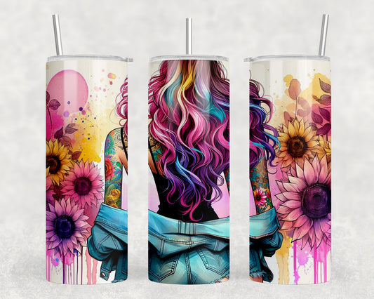 Sunflower Tattoo Girl 20oz Skinny Tumbler - 5347