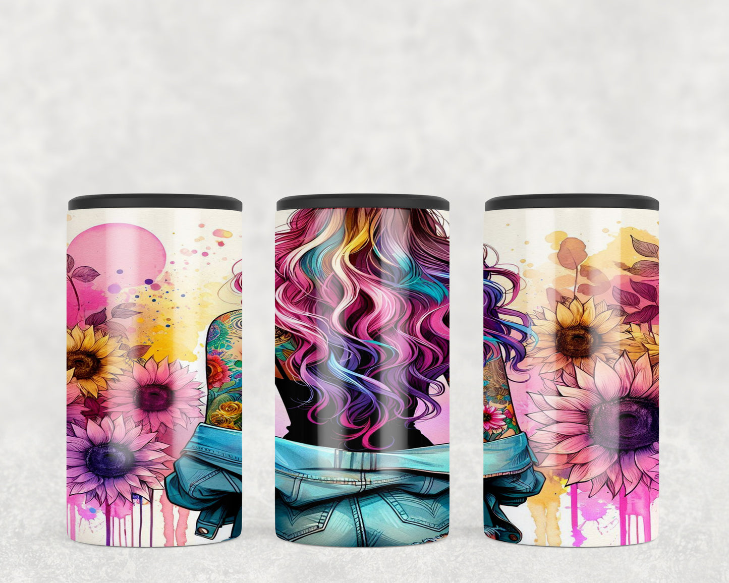 Sunflower Tattoo Girl 5-in-1 Can Hugger Tumbler - 5347