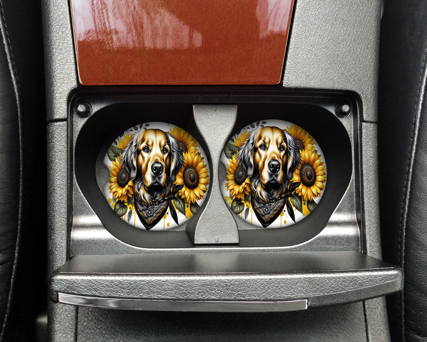 Golden Retriever Dog Car Coaster Set - 5357