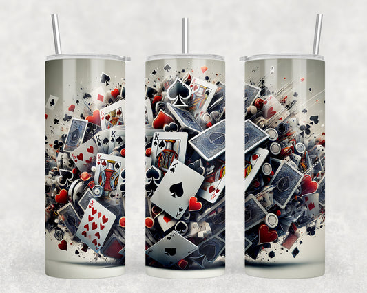 Playing Cards 3D 20oz Skinny Tumbler - 5373