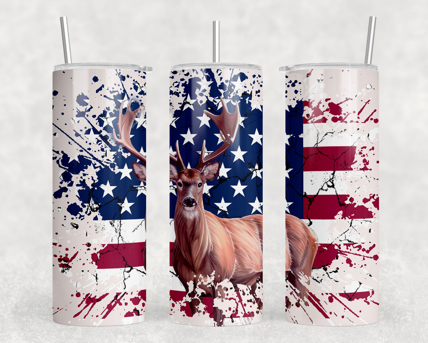 American Flag Buck 20oz Skinny Tumbler - 5380