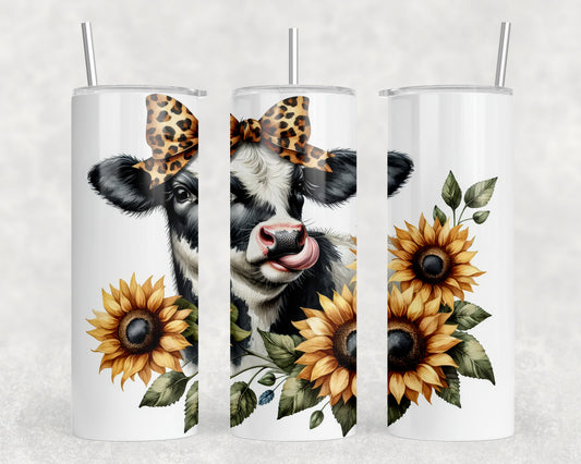 Sunflower Cow Print 20oz Skinny Tumbler - 5389