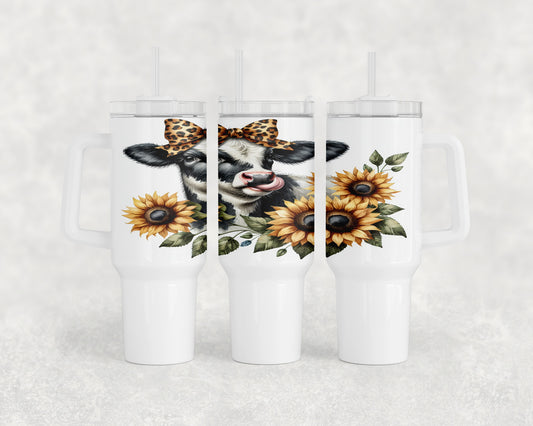 Sunflower Cow Print 40oz Tumbler - 5389