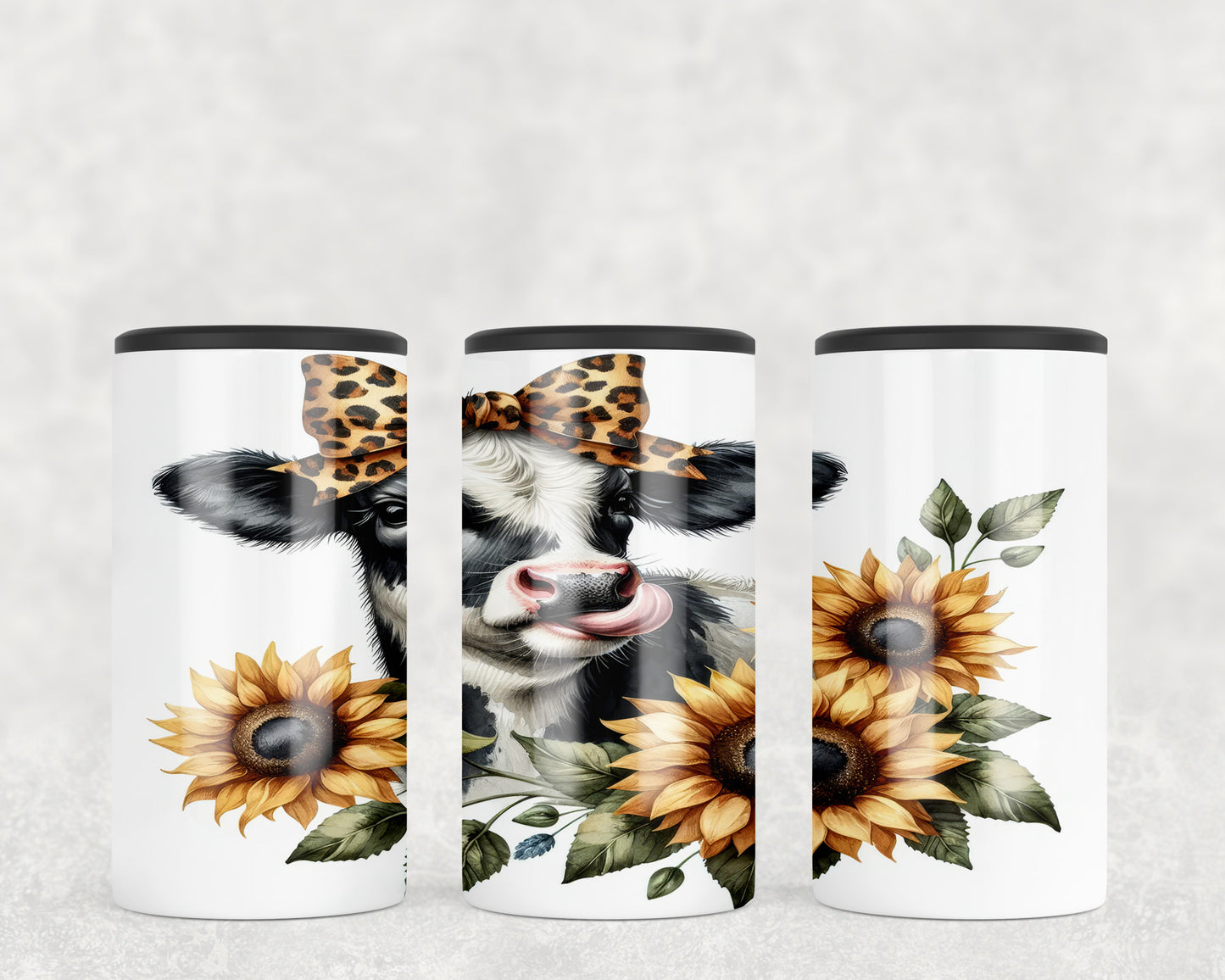 Sunflower Cow Print 5-in-1 Can Hugger Tumbler - 5389