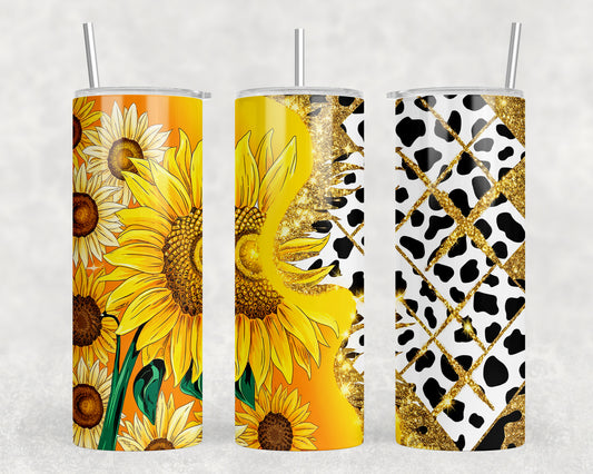 Sunflower Cow Print 20oz Skinny Tumbler - 5393