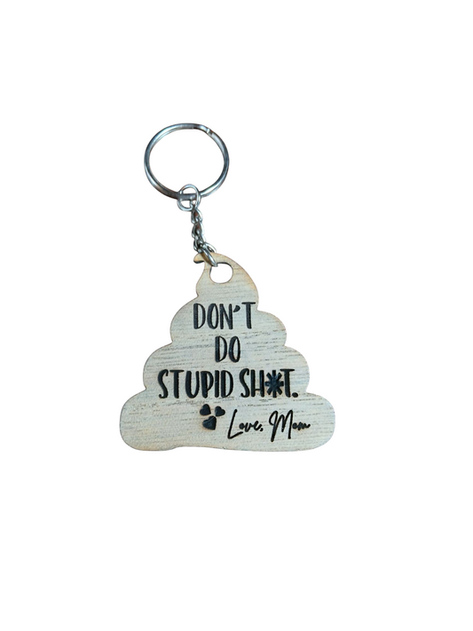 Love Mom Funny Wooden Keychain