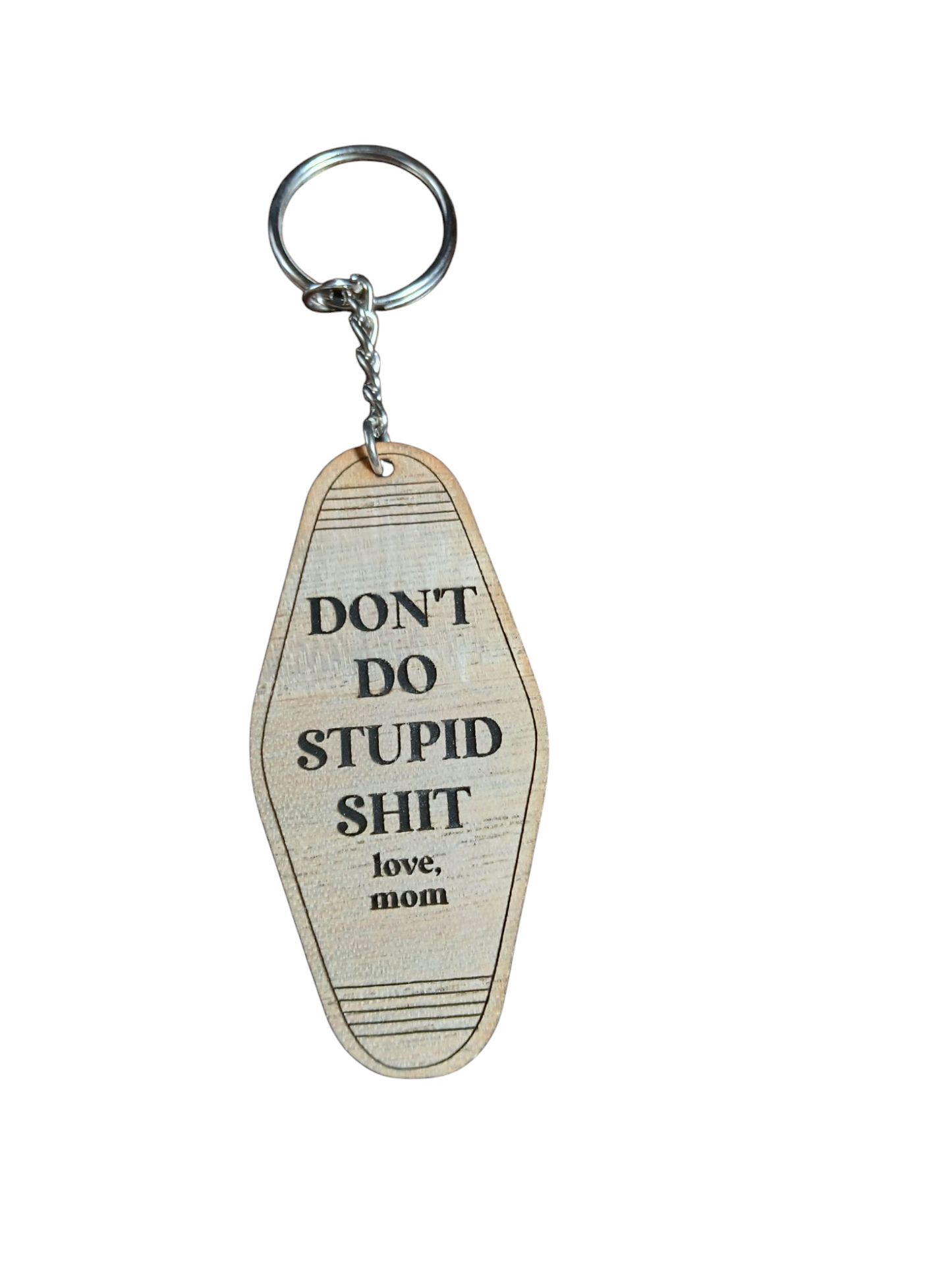 Love Mom Funny Wooden Keychain