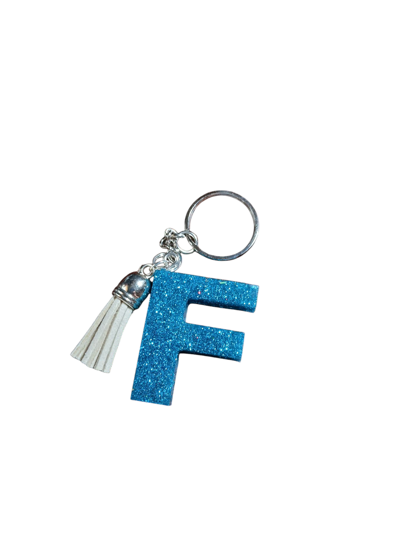 Letter F Epoxy Keychain