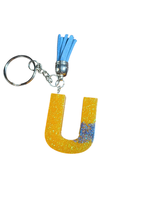 Letter U Epoxy Keychain