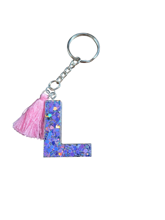 Letter L Epoxy Keychain