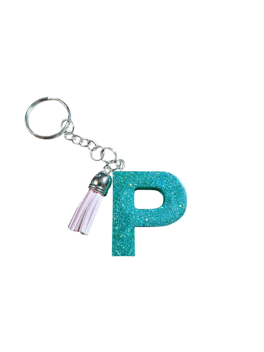 Letter P Epoxy Keychain