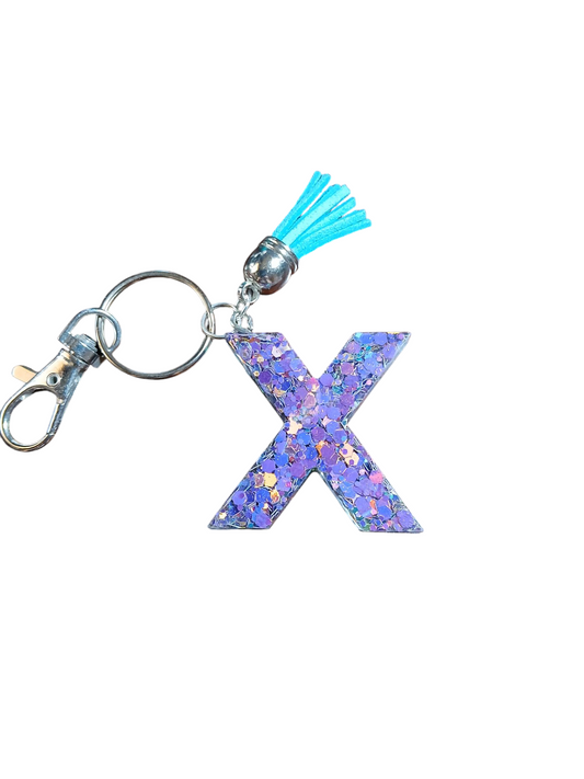 Letter X Epoxy Keychain